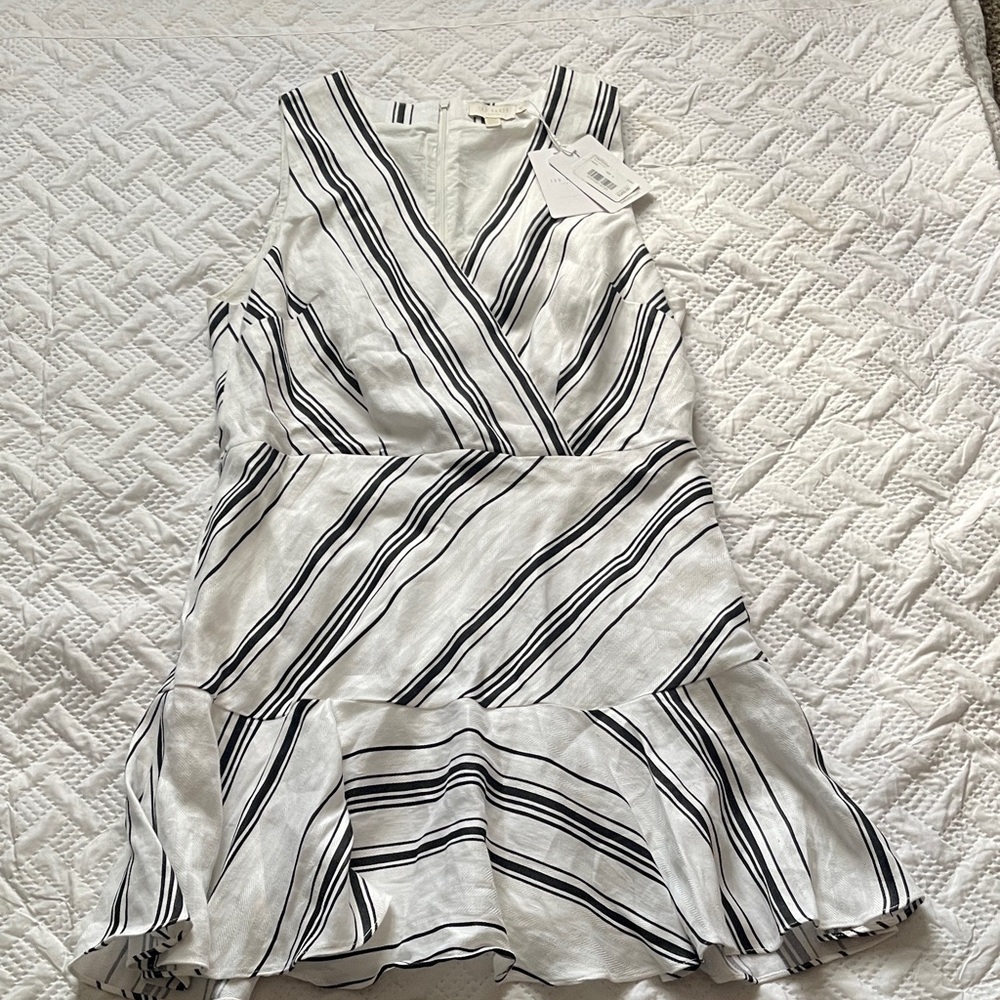 Ted Baker Black and White Striped Mini Dress